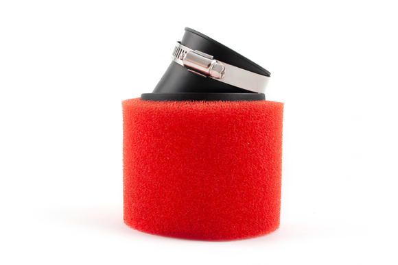 Фильтр воздушный 42мм угловой красный, нулевик для мотоцикла, питбайка, скутера pitbikemarket.ru